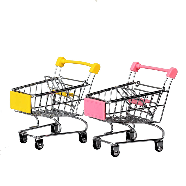 Mini carrito de supermercado, 2 piezas, mini carrito de comp