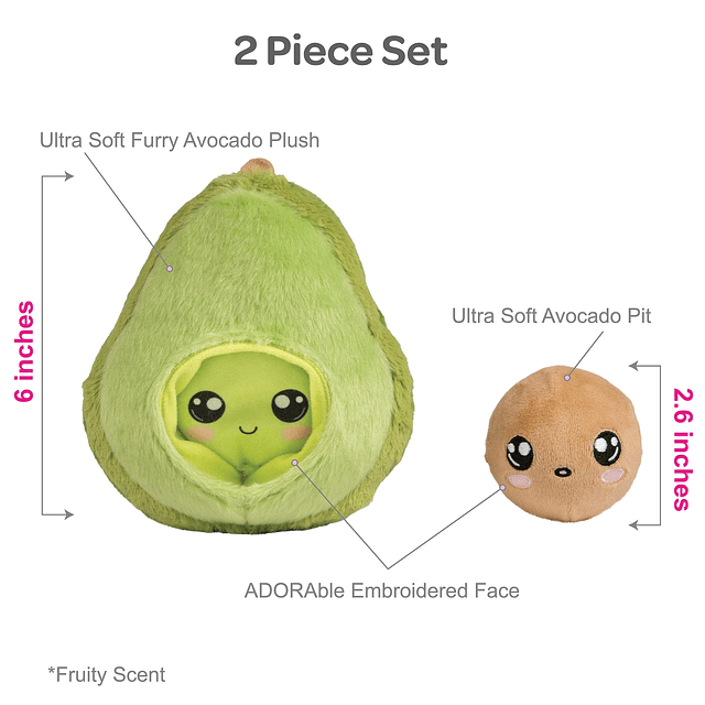 ADORA Soft & Squishy The Green Avocado Food Plush, juguete d