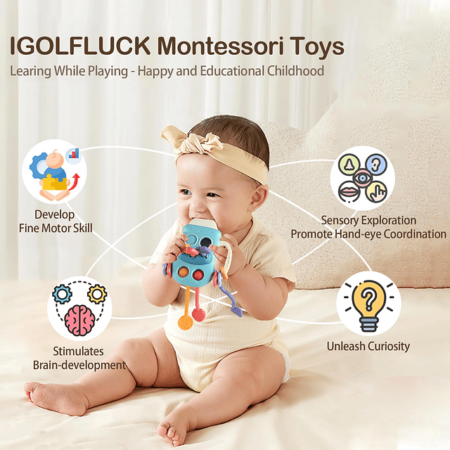 Igolfluck Juguete sensorial Montessori para bebés de 6 a 12