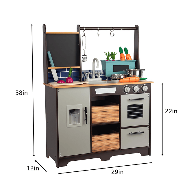 Juego de cocina para niños de 3 a 8 años, cocina de madera c