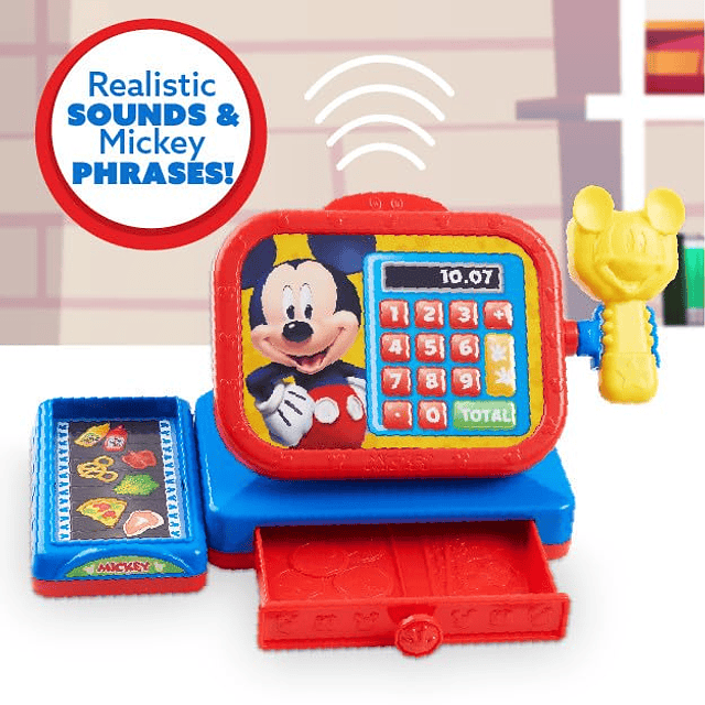 Caja registradora de juguete con sonidos realistas de Mickey