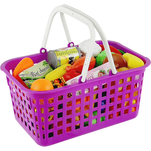 Carrito de comida y comestibles para niños – Juego de cesta