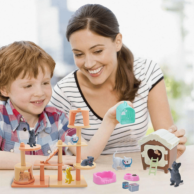 Pet Pretend Play Toys, 48 ​​piezas figuras de gato juguetes