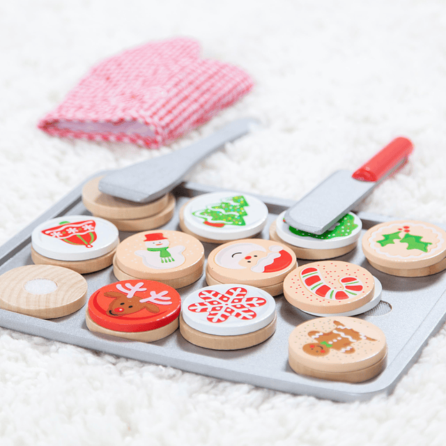 Juego de comida de juguete para galletas navideñas de madera