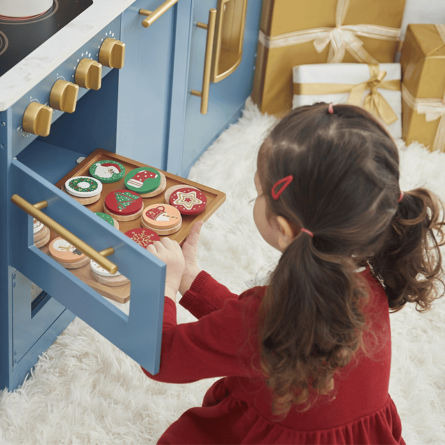 Juego de comida de madera para galletas navideñas cortables