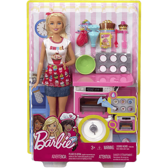 Bakery Chef muñeca y juego, horno de juguete con sonido de t