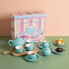 Juego de té de porcelana para niñas pequeñas, juguetes de co