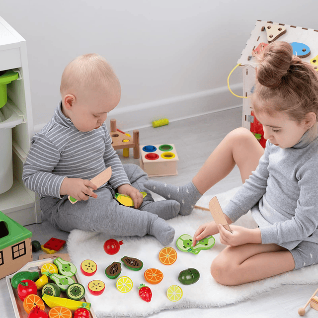 Juguetes de madera para niños de 2 años - Juego de comida pa