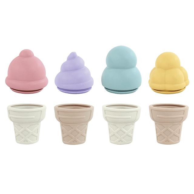 Juego de juguetes de helado de silicona, 4 piezas, multicolo