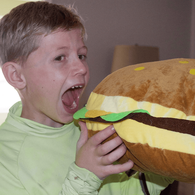 Burger Pillow Boys Hamburger Plush: Juguete de hamburguesa c