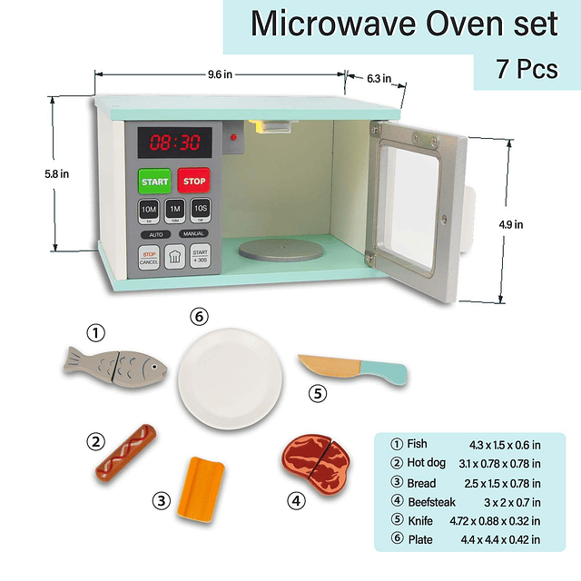 Juguetes de cocina para niños pequeños, horno microondas de