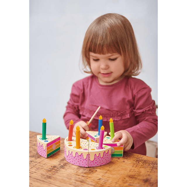 - Pastel de cumpleaños arcoíris - Juguete de comida con vela