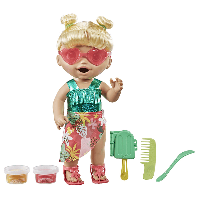 Muñeca Sunshine Snacks, come y caca, muñeca bebé con juegos