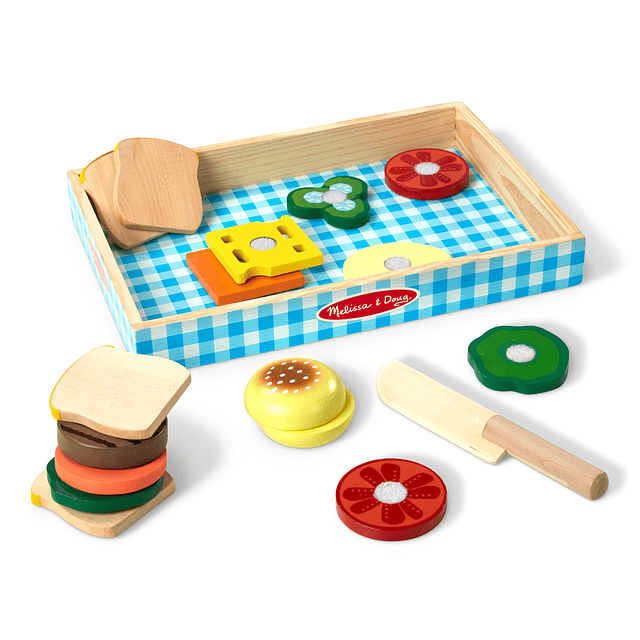 Juego de comida de madera para hacer sándwiches