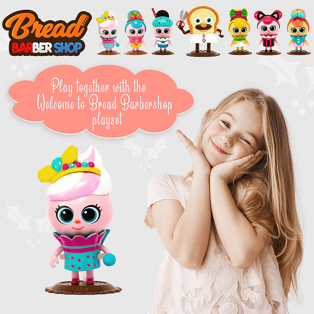 Bread Barbershop Mini Cupcake Figura, Juguete para niños y n