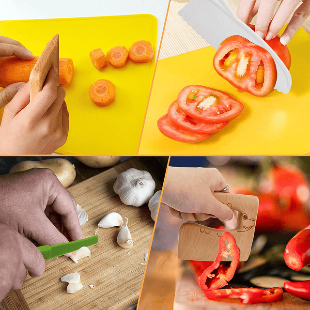 11 piezas de cuchillos de cocina de madera para niños, juego