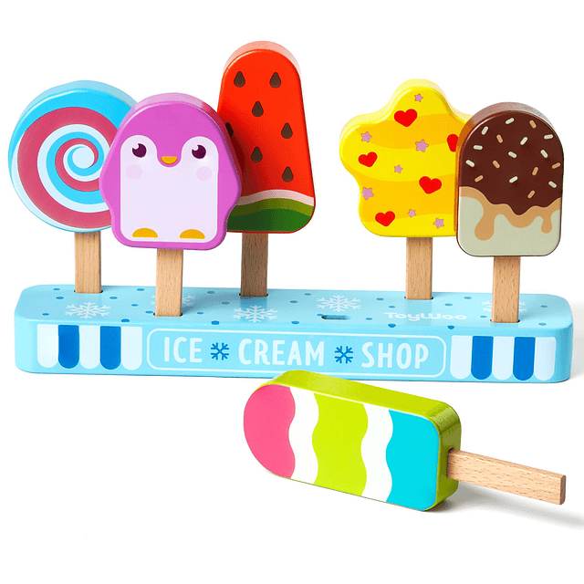 Juguete de helado de madera para niños, paletas de hielo par