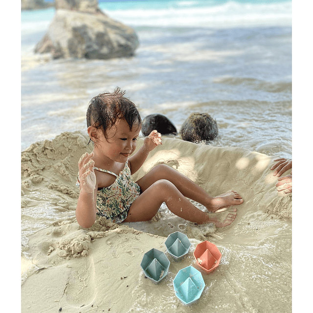 Juguetes de baño de silicona para barcos, juguetes de playa