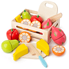 Juego de comida de madera Montessori para niños pequeños, co