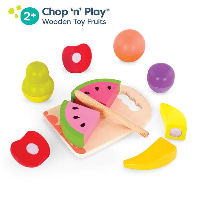 B. Toys- Chop n' Play Fruits- Juego de comida de madera para