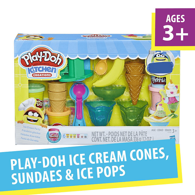 Play-Doh Kitchen Creations Juego de fiesta de helado con 22