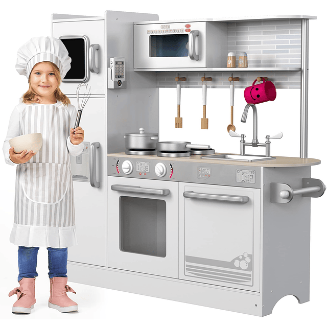 Play Kitchen - Juego de cocina de madera para niños pequeños