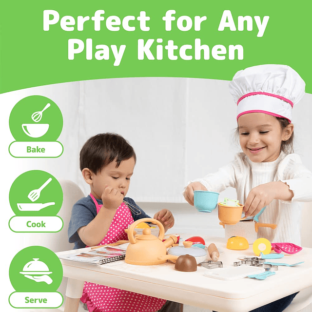 Juego de chef para cocinar y hornear para niños con comida d