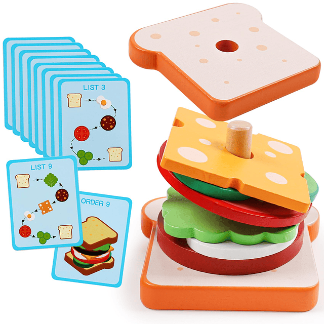 Sándwich de madera para clasificar juguetes apilables, juego