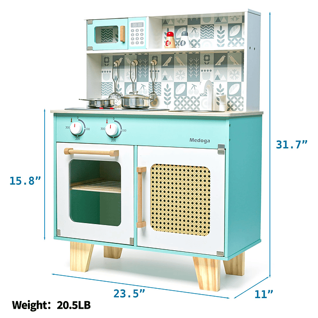 Juego de cocina de madera, juego de cocina para niños de 3 a