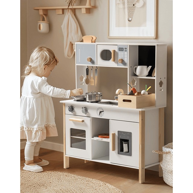 Cocina de juego para niños, juego de cocina de madera para n