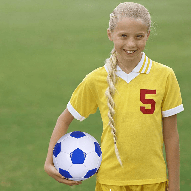 Balón de fútbol tamaño 2 blanco azul adecuado para niños peq