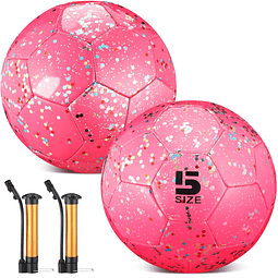 Juego de 2 balones de fútbol para niñas tamaño 5 con bombas,