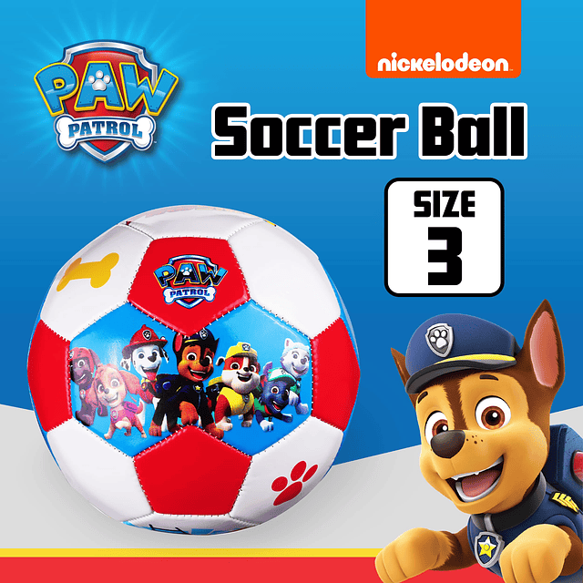 PAW Patrol Balón de Fútbol Infantil Talla 3, Marshall, Skye,