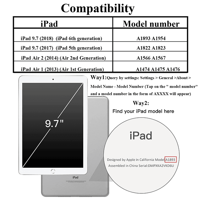 Funda para iPad de 6.ª/5.ª generación, iPad de 9,7 pulgadas