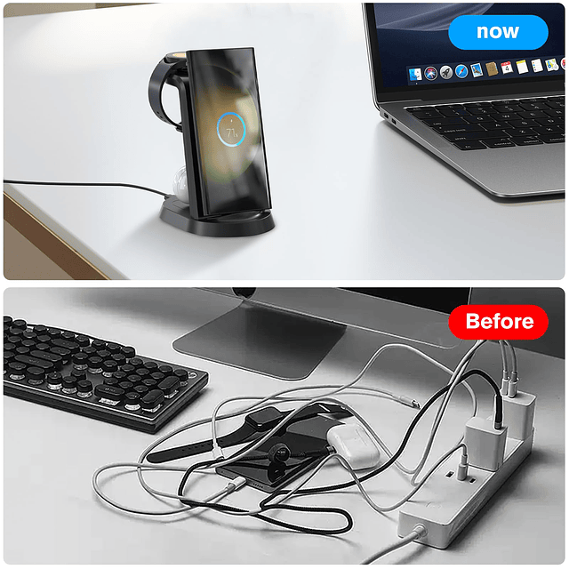Estación de carga para Samsung 3 en 1 Cargador de reloj para