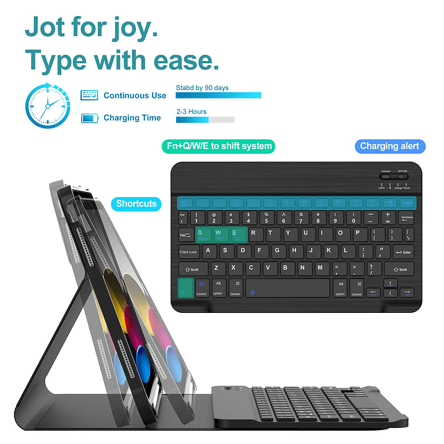 Funda para iPad de 10.ª generación con teclado de 10,9 pulga