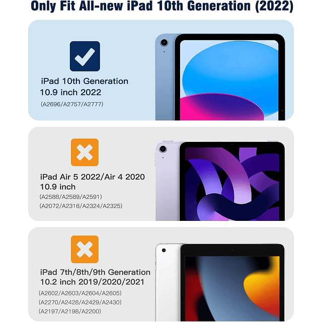 Funda para iPad de 10.ª generación de tableta de 10,9 pulgad