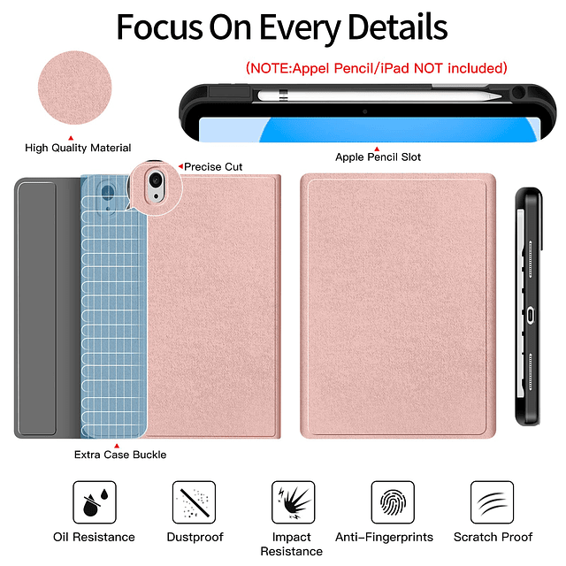 Funda con teclado para iPad de 10.ª generación de 10,9 pulga