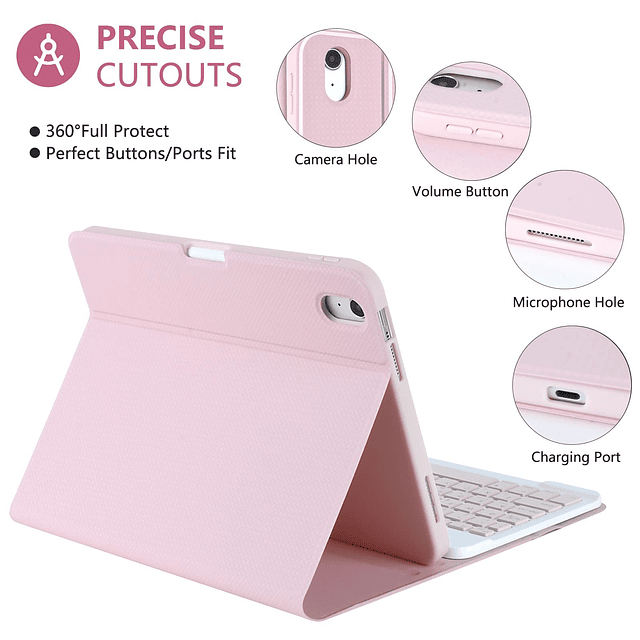 Funda con teclado para iPad de 10.ª generación de 10,9 pulga