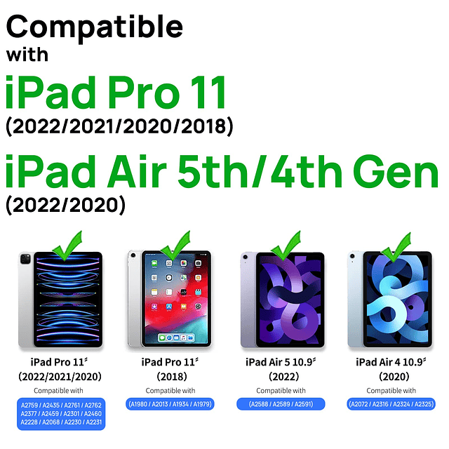 Funda para iPad Air de 5ª 2022/4ª 2020 generación 2020 de 10