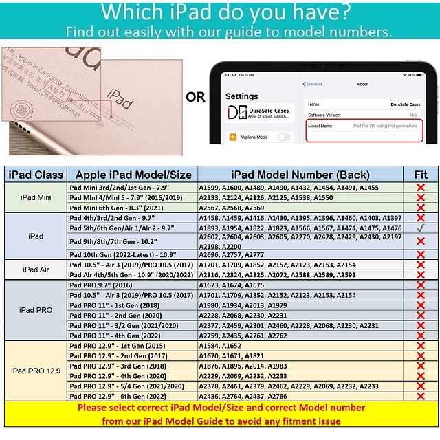 DuraSafe Fundas para iPad 5.ª 6.ª generación Air 1.ª 2.ª 9,7