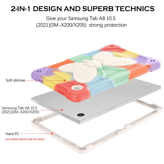 Funda para Galaxy Tab A8 10.5 con alas de mariposa Kickstand