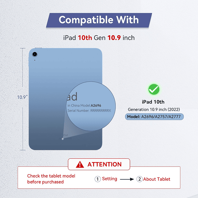 Funda para iPad de 10.ª generación de 10,9 pulgadas con prot