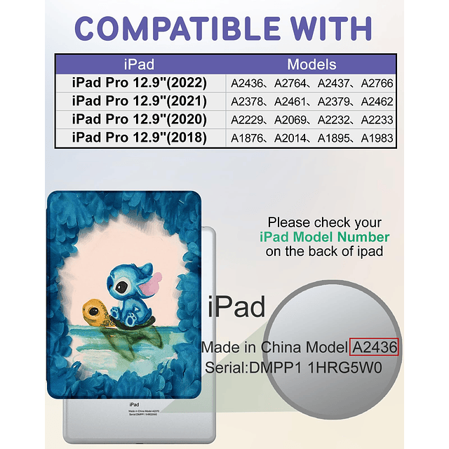 para iPad Pro 12.9 Funda 2022/2021/2020/2018 Funda Lindo Dib