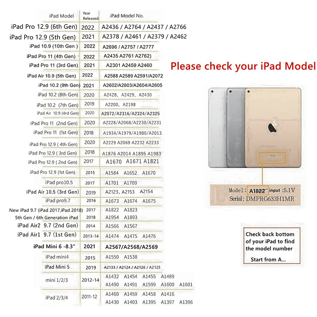 Funda para iPad 5.° / iPad 6.° de 9,7 Pulgadas 2017/2018 y i