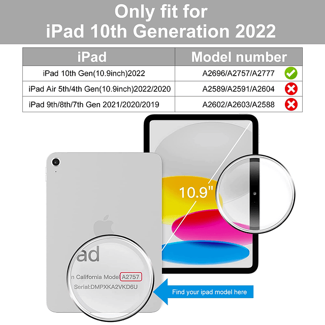 Funda para iPad 10.ª generación de 10,9 pulgadas 2022 con so