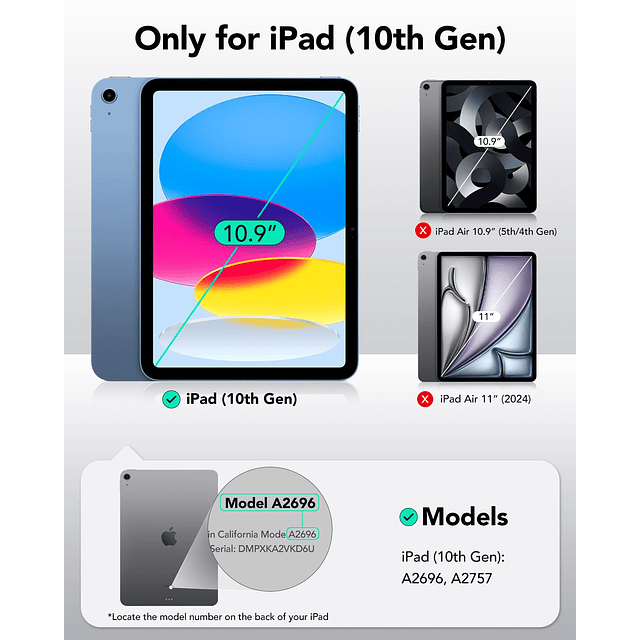 Funda para iPad de 10.ª generación 2022, iPad de 10,9 pulgad