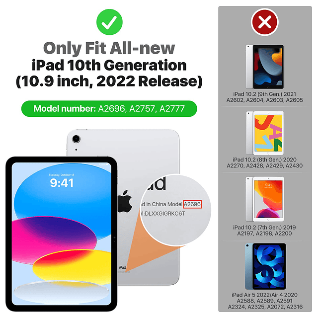 Funda para iPad de 10.ª generación con portalápices, funda p