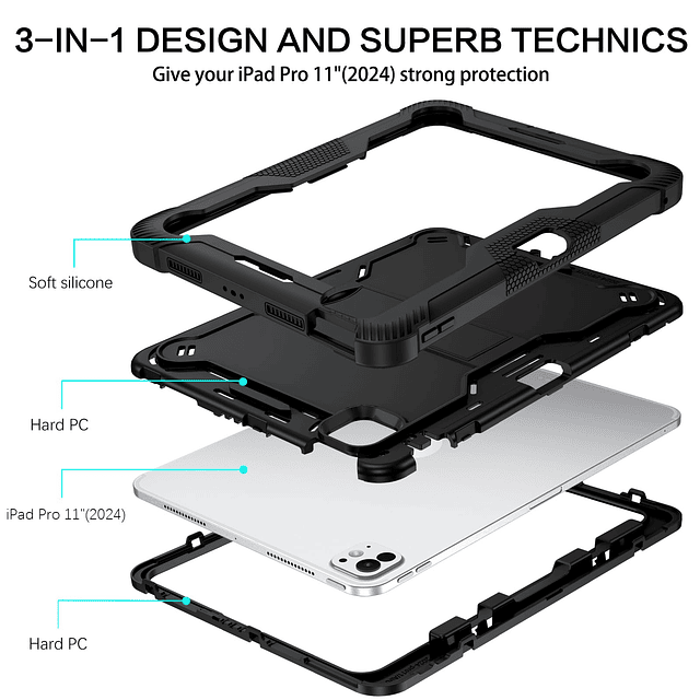 para iPad Pro 11 pulgadas Estuche 2024 M4 con portalápices,