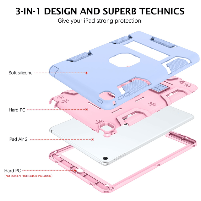 Funda para iPad Air 2, Funda de Silicona para iPad Air 2, 3